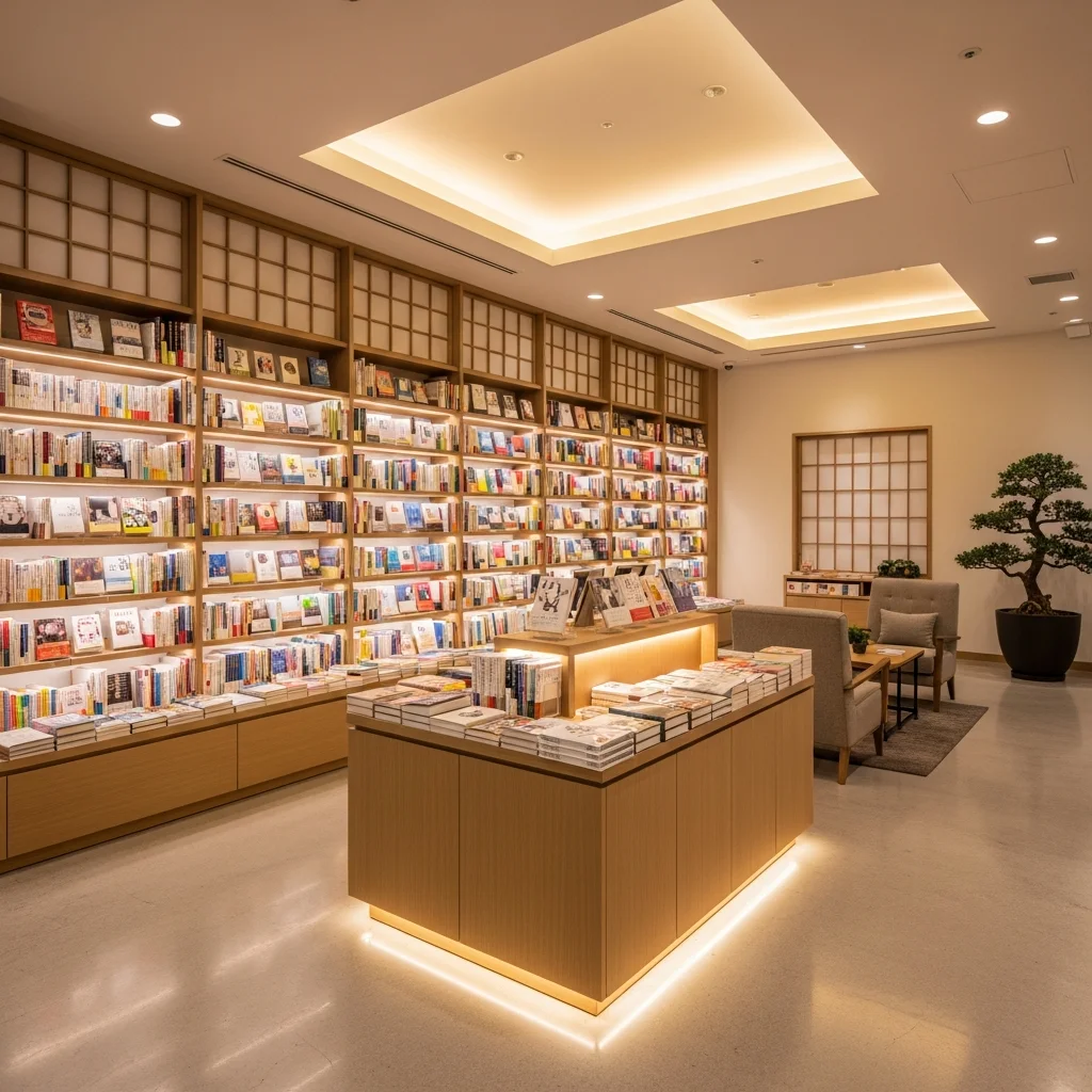 書店・本屋 LED照明施工事例｜売場・特集コーナー 4ゾーン対応・47%省エネ・年間110万円削減・回収2.1年