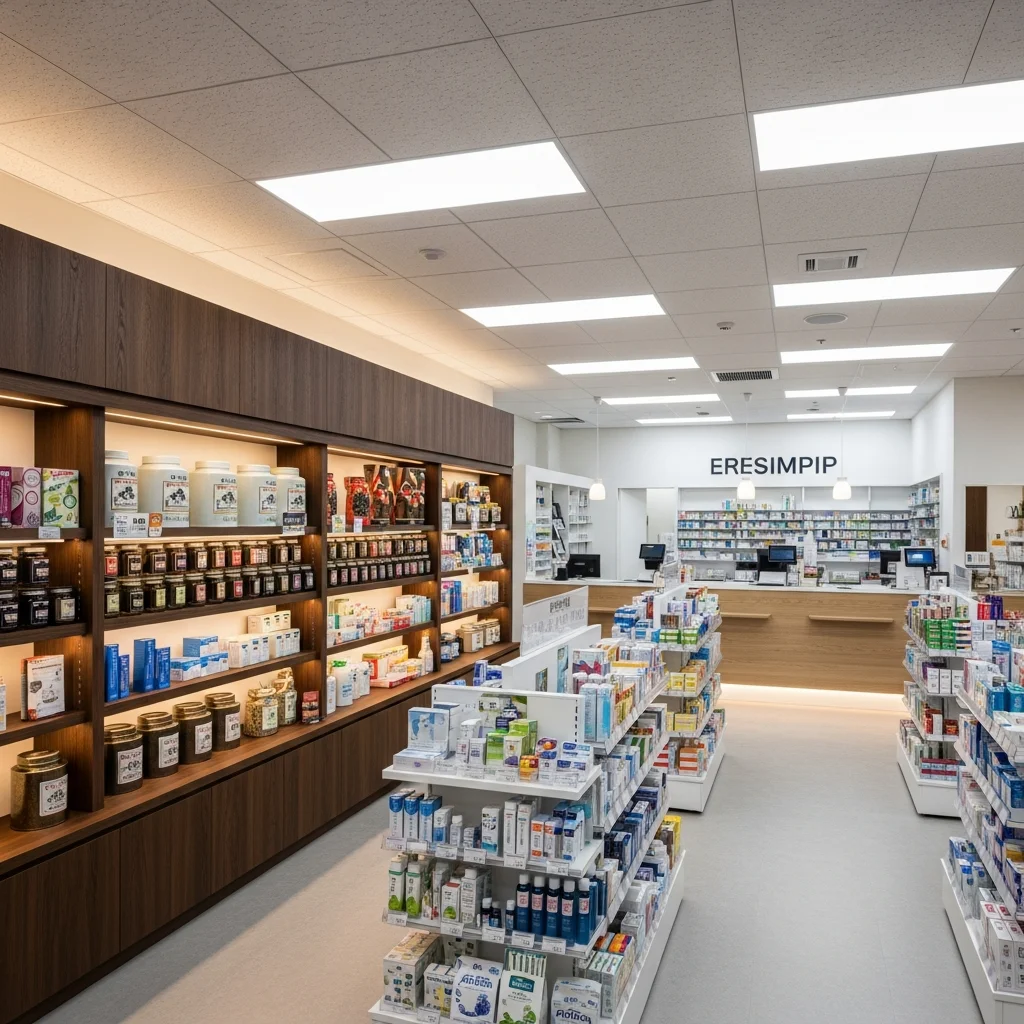 ドラッグストア・薬局のLED照明ガイド｜電気代削減40〜55%・JIS照度基準・商品別演色性選定