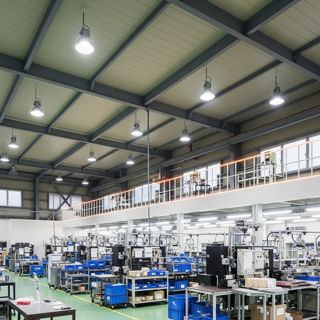 工場・倉庫のLED照明施工事例｜5000K・Ra90・IP44でライン作業効率と電力54%削減を同時実現