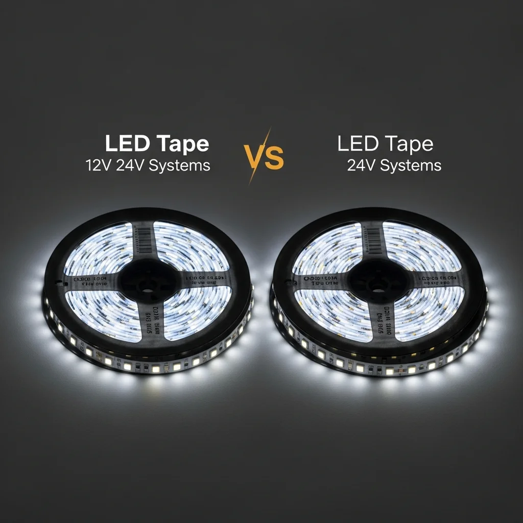 LEDテープ12Vと24Vの違いを徹底比較｜電圧降下・対応距離・COBはどちらを選ぶべきか