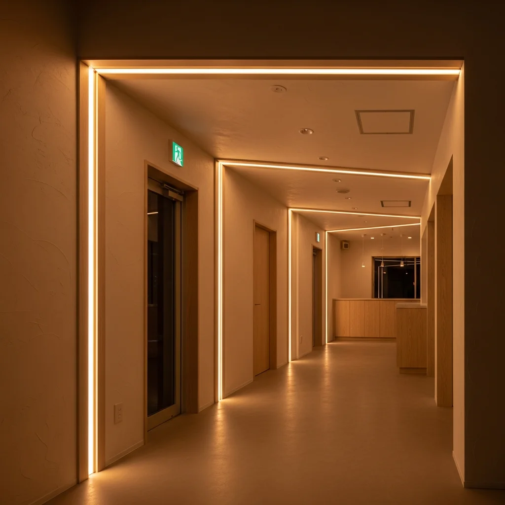 介護施設・老人ホーム LED照明施工事例｜グレアレス・Ra90・電球色・43%省エネ・年間34万円削減・投資回収3.2年