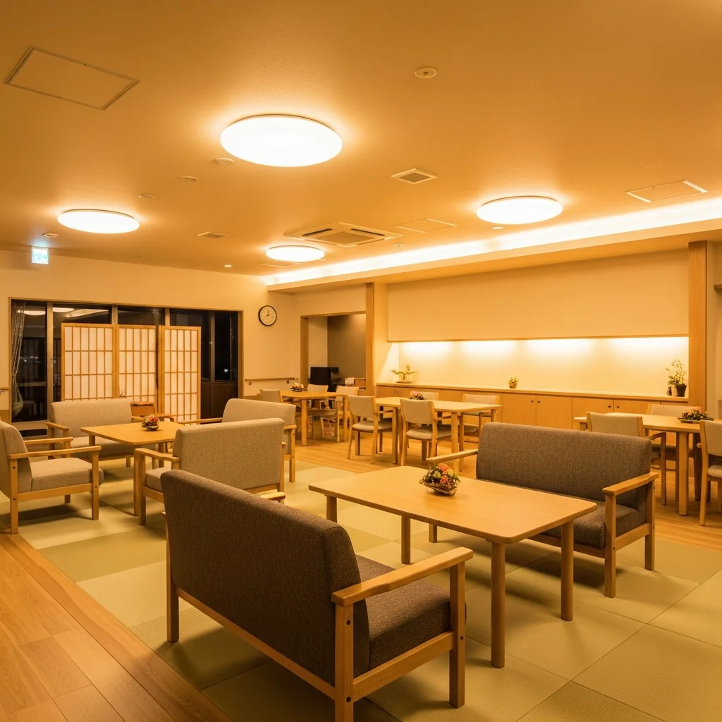 介護施設・老人ホームの照明明るさ基準｜JIS Z 9110照度基準・夜間転倒防止・LED選定ガイド