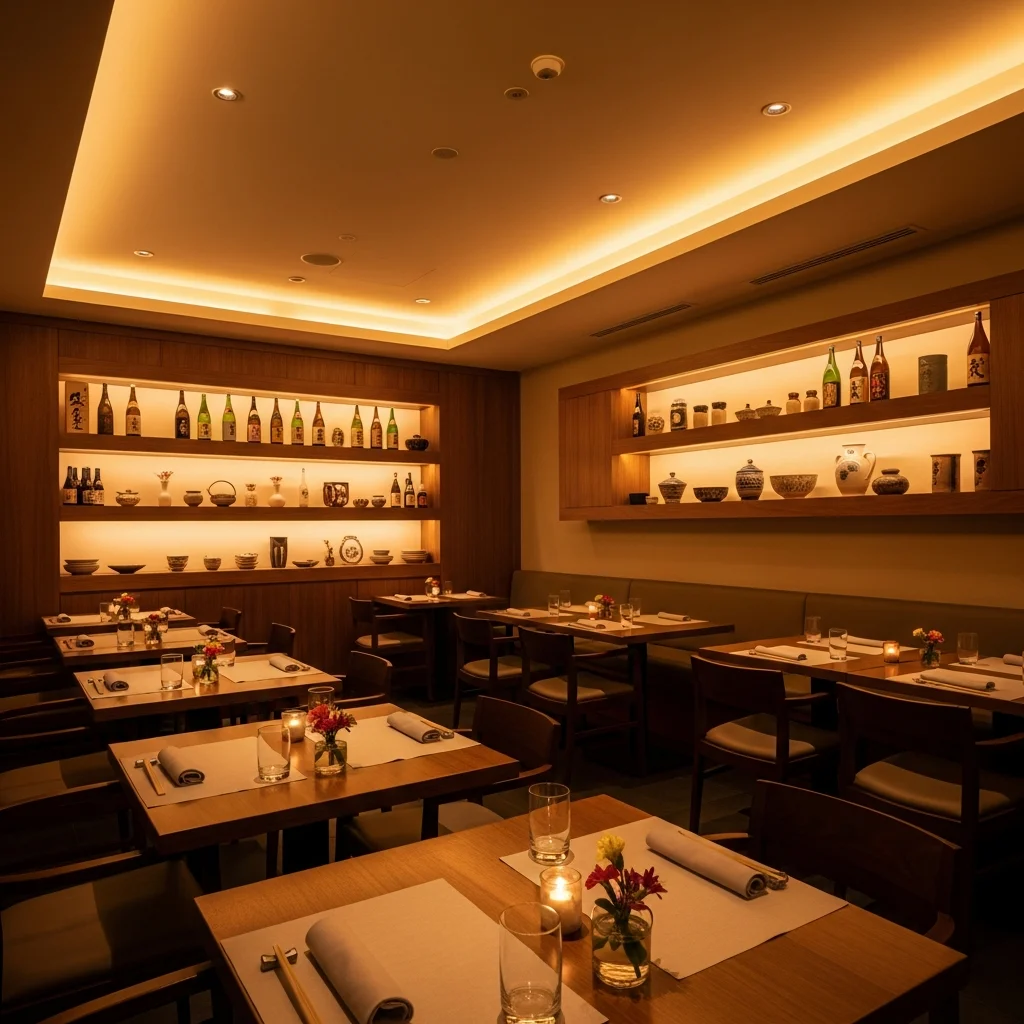 タイ料理店 LED照明事例｜テーブルRa90高演色・3000K料理美味演出・間接照明・省エネ48%